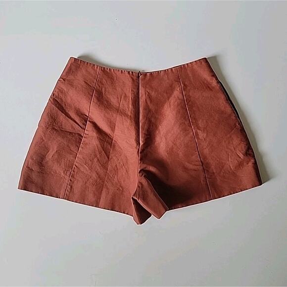 Kate Spade Saturday Lined Shorts Rust Cotton Linen High Rise Designer Preppy - Picture 2 of 12